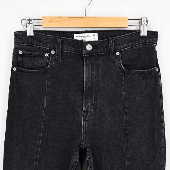 Abercrombie & Fitch Curve Love The High Rise Skinny Split Hem Black Size 29 - Picture 2 of 6